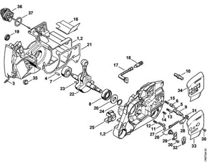 Moto-serras a gasolina (MS) MS 460-W Caixa da cambota, Cambota da marca Stihl