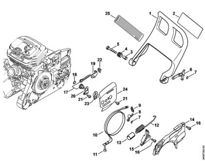 Moto-serras a gasolina (MS) MS 461-R Protector, Freio de corrente, Dispositivo tensor da corrente da marca Stihl