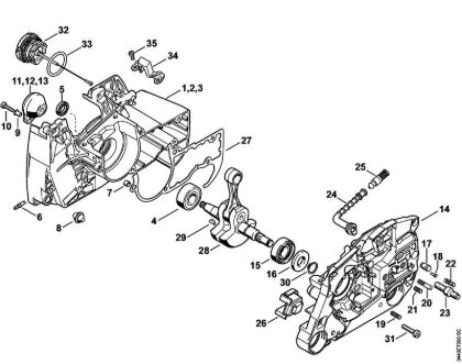 Moto-serras a gasolina (MS) MS 461-VW Caixa da cambota, Cambota da marca Stihl