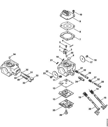 Moto-serras a gasolina (MS) MS 461-VW Carburador HD-50, HD-51 da marca Stihl
