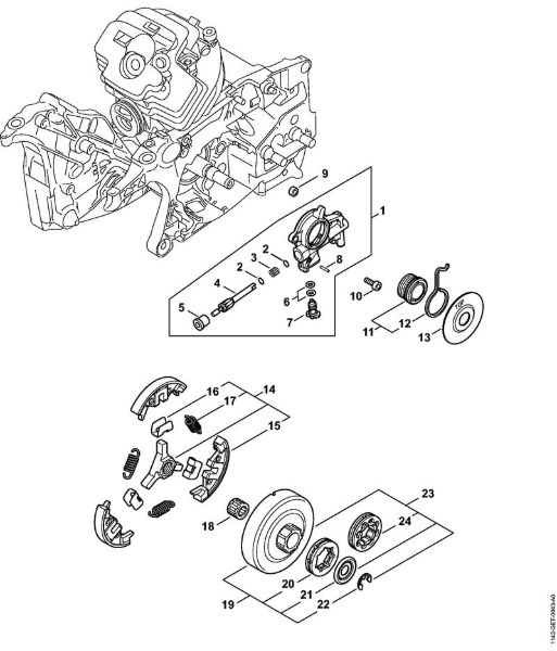Moto-serras a gasolina (MS) MS 462 C-M Bomba de óleo, Embreagem da marca Stihl