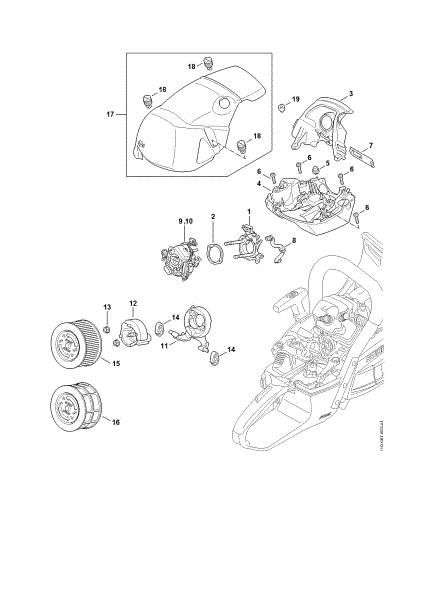 Imagem de Suporte do carburador, Filtro de ar, Cobertura M-Tronic MS 462 C-M R RettungssÃ¤ge