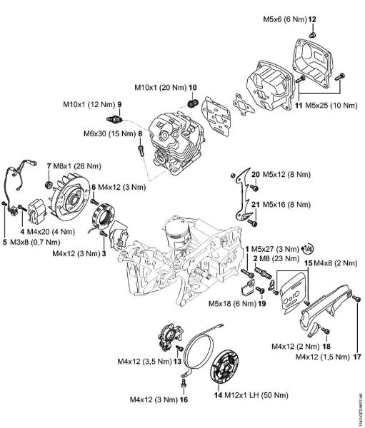 Moto-serras a gasolina (MS) MS 462 C-M VW Binários de aperto da marca Stihl
