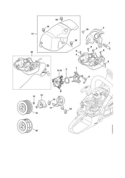 Imagem de Suporte do carburador, Filtro de ar, Cobertura M-Tronic (Aquecimento) MS 462 C-M VW
