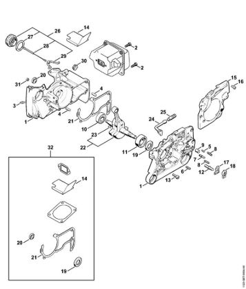Moto-serras a gasolina (MS) MS 640 Caixa da cambota da marca Stihl