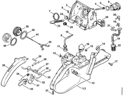 Moto-serras a gasolina (MS) MS 640 Caixa do tanque da marca Stihl