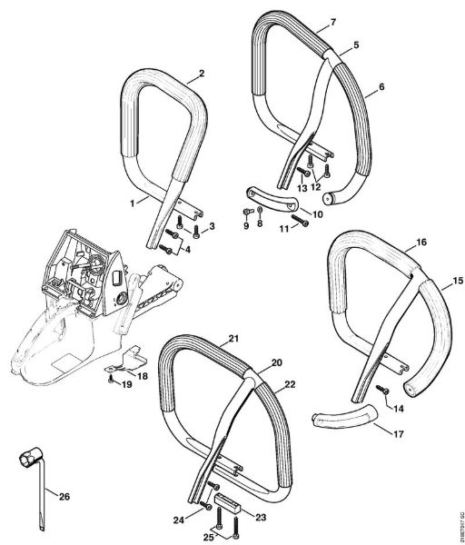 Moto-serras a gasolina (MS) MS 650 Tubo do punho da marca Stihl