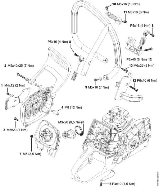 Moto-serras a gasolina (MS) MS 651-R Binários de aperto da marca Stihl