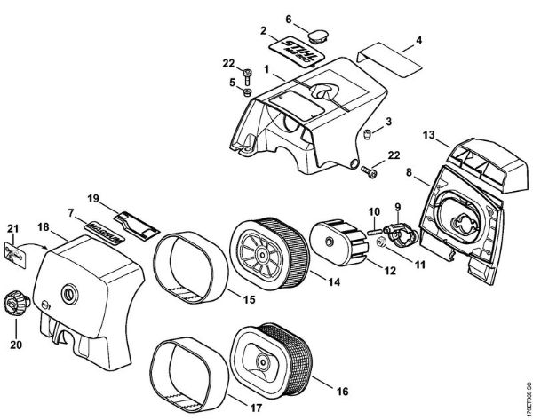 Moto-serras a gasolina (MS) MS 660 Cobertura, Filtro de ar da marca Stihl