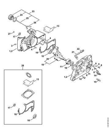 Moto-serras a gasolina (MS) MS 660-Magnum Caixa da cambota da marca Stihl