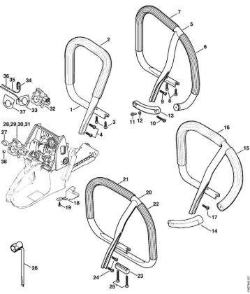 Moto-serras a gasolina (MS) MS 660-Magnum Tubo do punho da marca Stihl