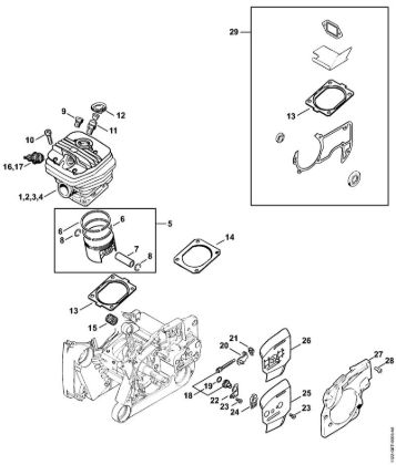 Moto-serras a gasolina (MS) MS 660-W Cilindro da marca Stihl