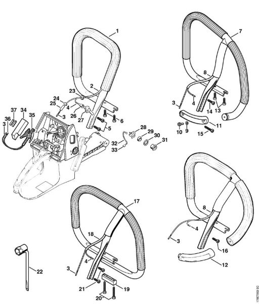 Moto-serras a gasolina (MS) MS 660-W Tubo do punho (Aquecimento) da marca Stihl