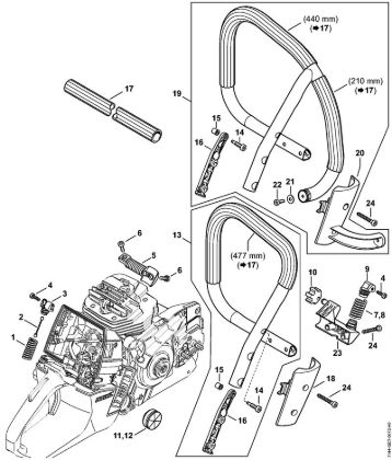 Moto-serras a gasolina (MS) MS 661 C-M Sistema anti-vibratório, Tubo do punho da marca Stihl