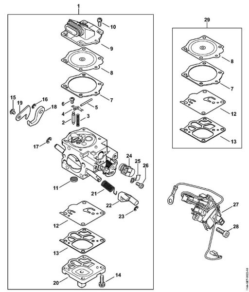 Moto-serras a gasolina (MS) MS 661 C-M W Carburador WJ-140 da marca Stihl