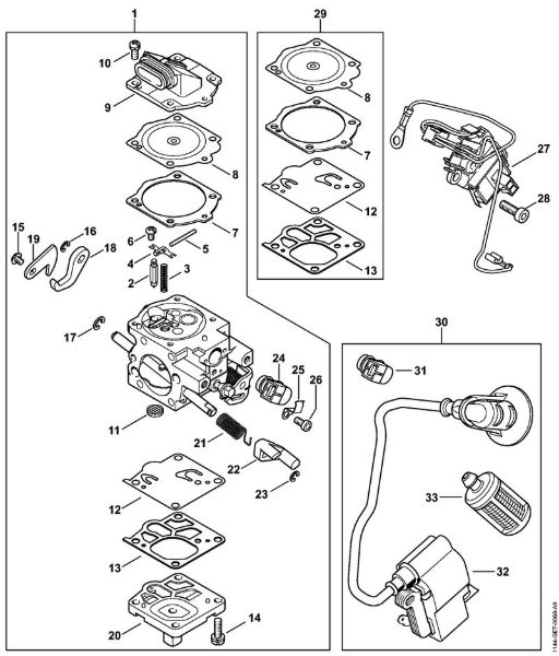 Moto-serras a gasolina (MS) MS 661 C-M W Carburador WJ-143 da marca Stihl