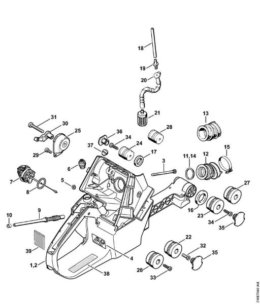 Moto-serras a gasolina (MS) MS 880 Caixa do tanque, Sistema anti-vibratório da marca Stihl