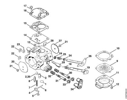 Moto-serras a gasolina (MS) MS 880 Carburador HT-12 (09.2009) da marca Stihl