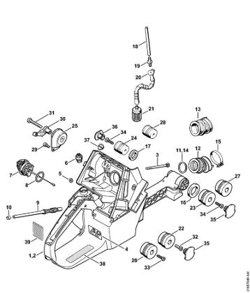 Moto-serras a gasolina (MS) MS 880-R Caixa do tanque, Sistema anti-vibratório da marca Stihl