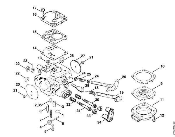 Moto-serras a gasolina (MS) MS 880-R Carburador HT-12 (09.2009) da marca Stihl