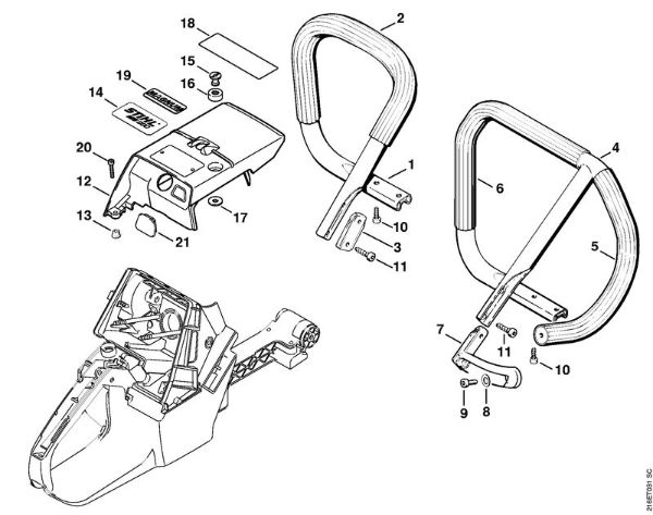 Moto-serras a gasolina (MS) MS 880-R Tubo do punho, Cobertura da marca Stihl