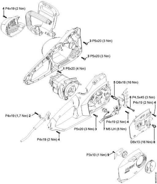 Serras eléctricas (MSE) MSE 210 C-BQ Binários de aperto da marca Stihl