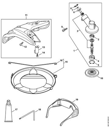 Ferramamentas aplicáveis p. motor multifuncional (-MM) FS-MM Engrenagem, Protecção da marca Stihl