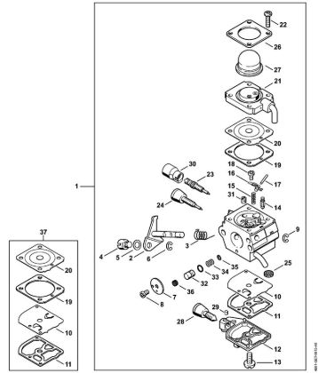 Motor multifuncional (MM) MM 55 Carburador C1Q-S79 da marca Stihl