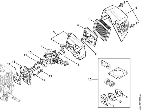 Motor multifuncional (MM) MM 56 Filtro de ar, Flange intermediário da marca Stihl
