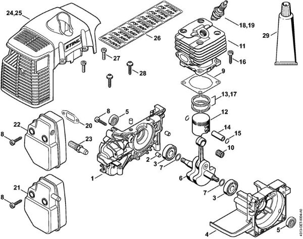 BT 120 C BT 120 C Caixa da cambota, Cilindro da marca Stihl