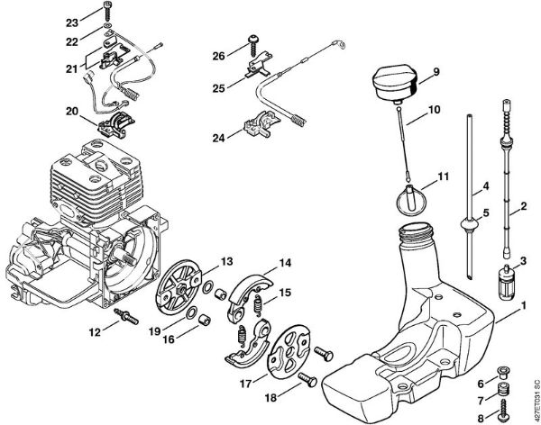 BT 120 C BT 120 C Tanque de combustível, Embreagem da marca Stihl