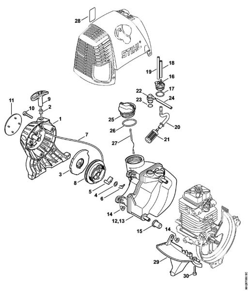 BT 130 BT 130 Dispositivo de arranque, Tanque de combustível da marca Stihl