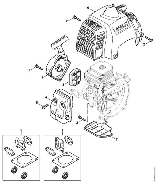 BT 230 BT 230 Dispositivo de arranque, Silenciador da marca Stihl