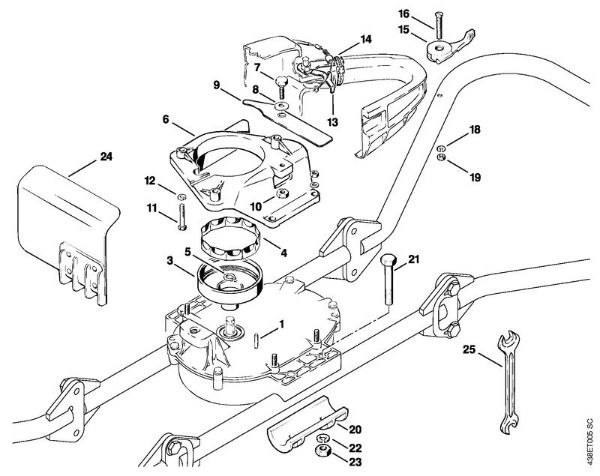 BT 308 BT 308 Dispositio adição 045/056 Campainha embreagem, Alavanca de regulagem da marca Stihl