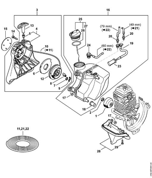 Podadoras (HT) HT 105 Dispositivo de arranque, Tanque de combustível da marca Stihl