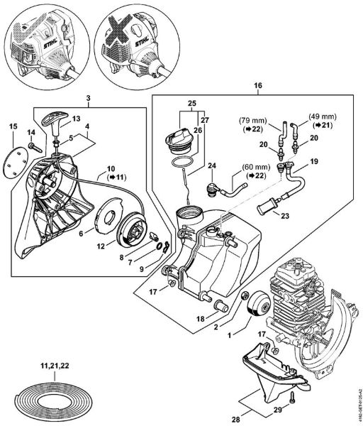 Podadoras (HT) HT 132 Dispositivo de arranque, Tanque de combustível da marca Stihl