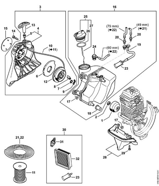 Podadoras (HT) HT 135 Dispositivo de arranque, Tanque de combustível da marca Stihl