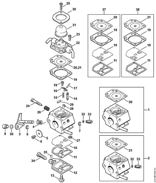 Podadoras (HT) HT 75 Carburador C1Q-S28, C1Q-S41   1 42 812 153 (21.1999) da marca Stihl