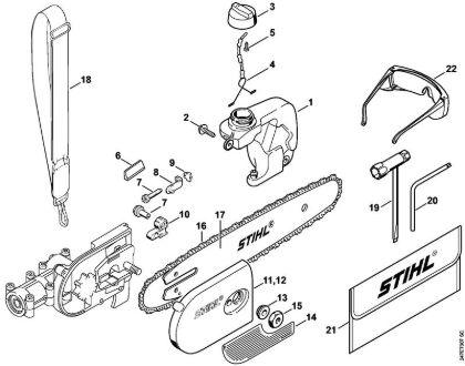 Podadoras eléctricas (HTE) HTE 60 Bomba de óleo, Tampa do carreto, Ferramentas da marca Stihl