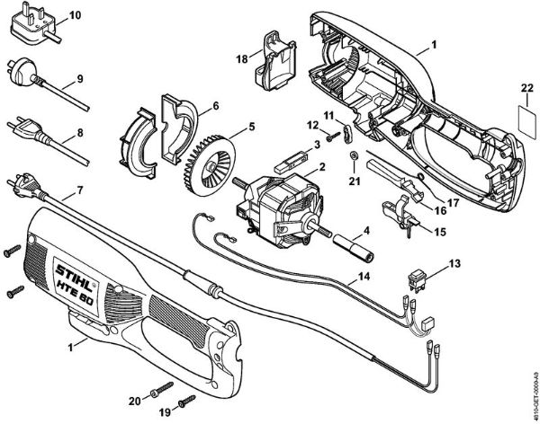 Podadoras eléctricas (HTE) HTE 60 Caixa, Motor eléctrico da marca Stihl