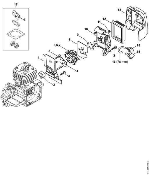 Foices a motor (FS) FS 120 Caixa do carburador, Filtro de ar da marca Stihl