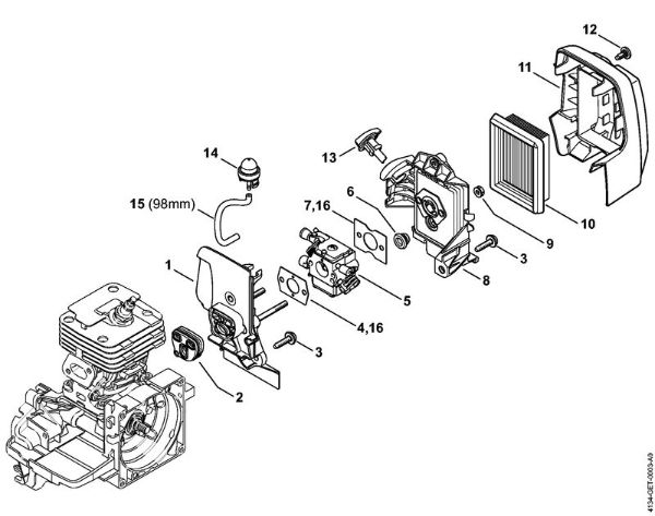 Foices a motor (FS) FS 120 R 2-MIX Caixa do carburador, Filtro de ar 2-MIX da marca Stihl