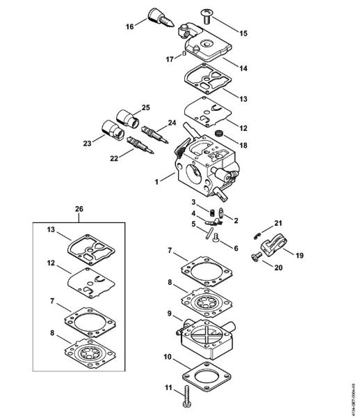 Foices a motor (FS) FS 120 R 2-MIX Carburador 2-MIX 4134/12 da marca Stihl