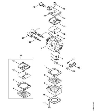 Foices a motor (FS) FS 120 R 2-MIX Carburador 2-MIX 4134/28 da marca Stihl