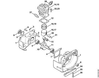 Foices a motor (FS) FS 180 Caixa da cambota, Cilindro da marca Stihl