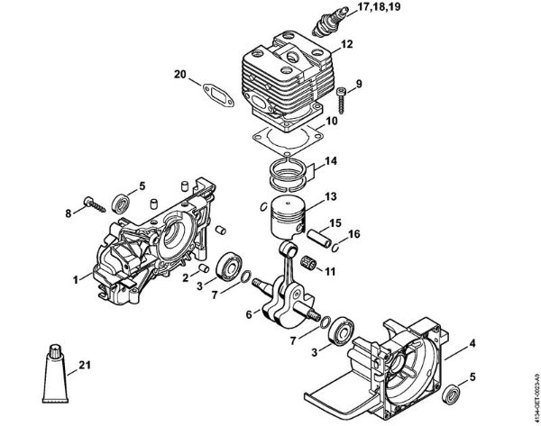 Foices a motor (FS) FS 200 Caixa da cambota, Cilindro FS 200, 200 R da marca Stihl