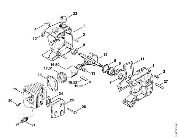Foices a motor (FS) FS 200 Caixa da cambota, Pistão da marca Stihl