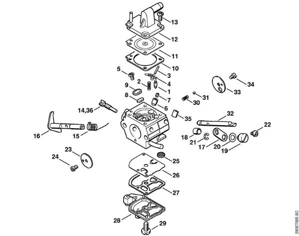 Foices a motor (FS) FS 200 Carburador C1Q-S51, C1Q-S36 (09.2003) da marca Stihl