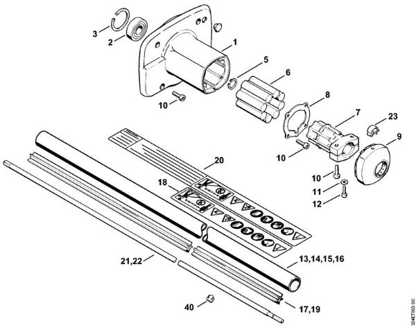 Foices a motor (FS) FS 220 K Caixa da embreagem, Haste da marca Stihl