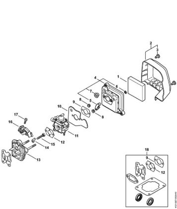 Foices a motor (FS) FS 235 Filtro de ar, Flange intermediário da marca Stihl